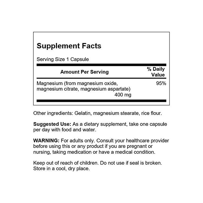 Swanson Triple Magnesium Complex, 400 mg, 30 Capsules.