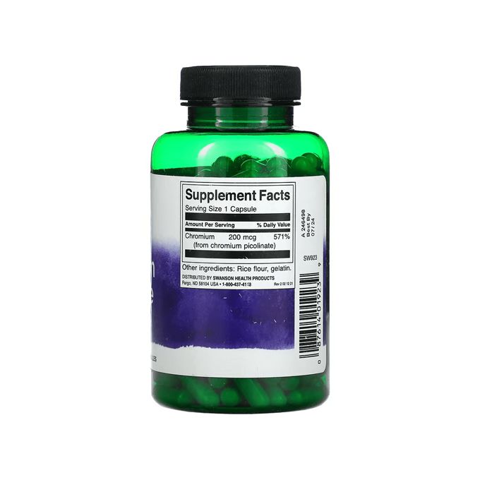 Swanson Chromium Picolinate, 200 mcg, 100 Capsules.