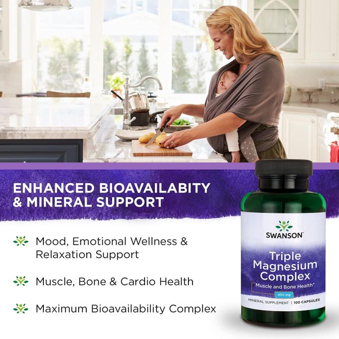 Swanson Triple Magnesium Complex, 400 mg, 30 Capsules.