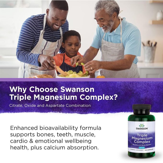 Swanson Triple Magnesium Complex, 400 mg, 30 Capsules.