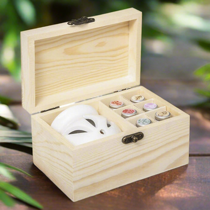 Coffret 6 huiles parfumées avec boîte en bois.