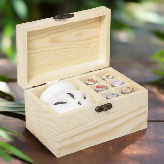 Coffret 6 huiles parfumées avec boîte en bois.