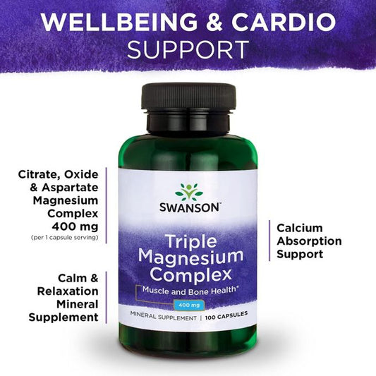 Swanson Triple Magnesium Complex, 400 mg, 100 Capsules.
