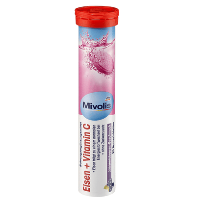 Fer + Vitamine C, Sans sucre ajouté, 20 Comprimés Effervescents (Mivolis)