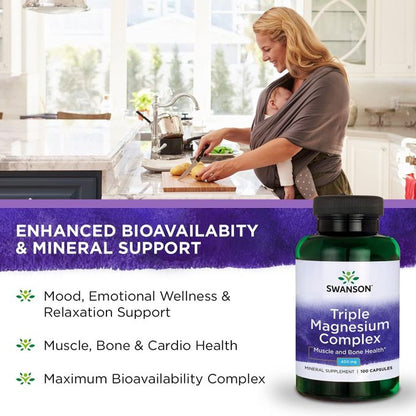 Swanson Triple Magnesium Complex, 400 mg, 30 Capsules.